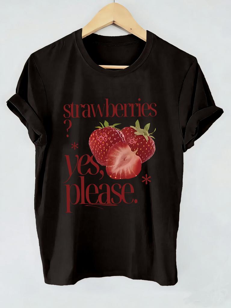 Fashion Funny Strawberry Retro Yk Funny T Shirts Men Women Tshirt Round Neck Short Sleeve Tee Shirt s Cute Top Tee