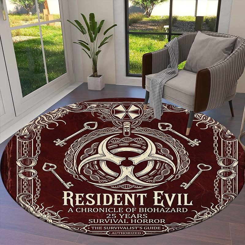 Resident Evil Round Area Rug Carpet Rug For Living Room Bedroom Sofa Playroom Decor Nonslip Floor Mat