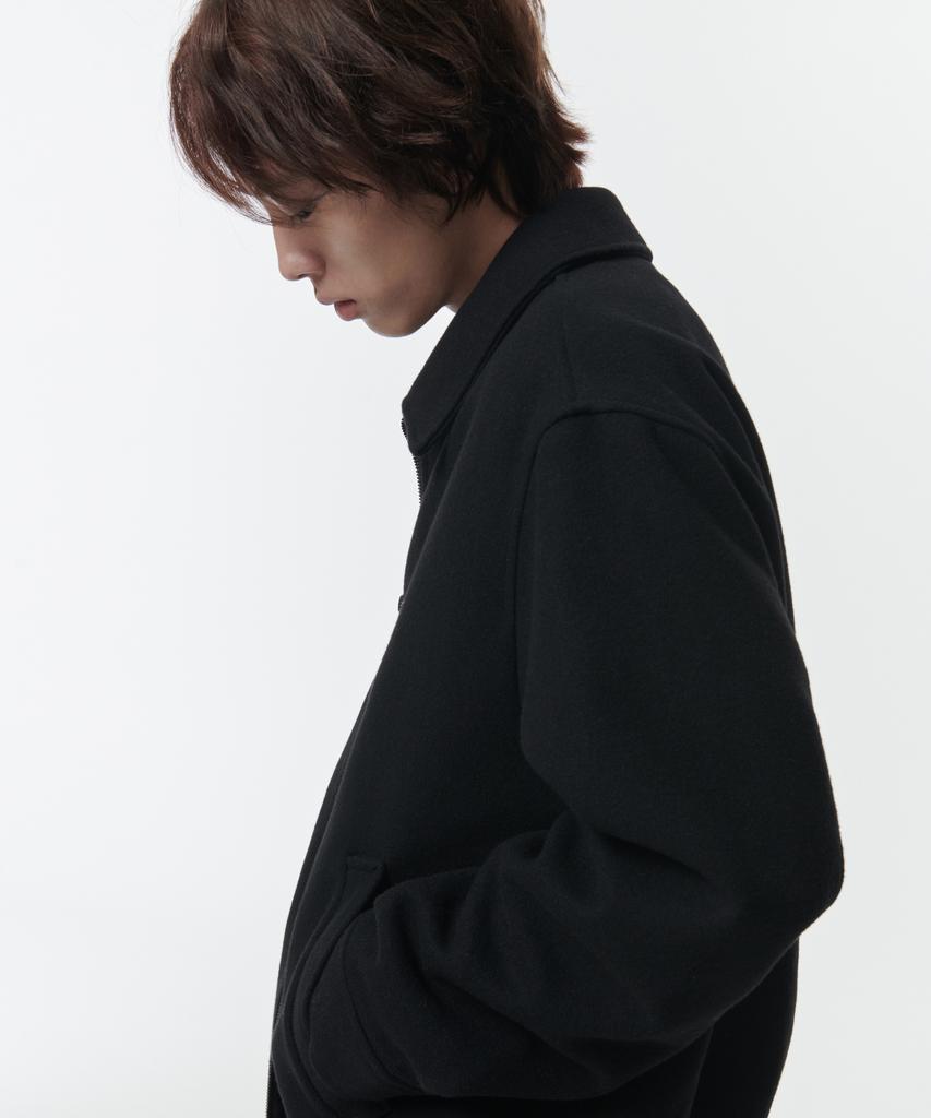 Musinsa Standard Wool Blend Minimal Blouson Jacket [Black]