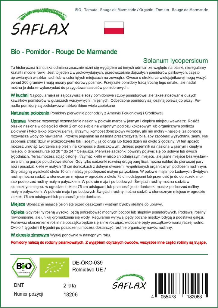 SAFLAX Garden in the Bag - Органический - Помидор - Rouge de Marmande - 10 семян - С субстратом в подходящем пакете - Solanum lycopersicum