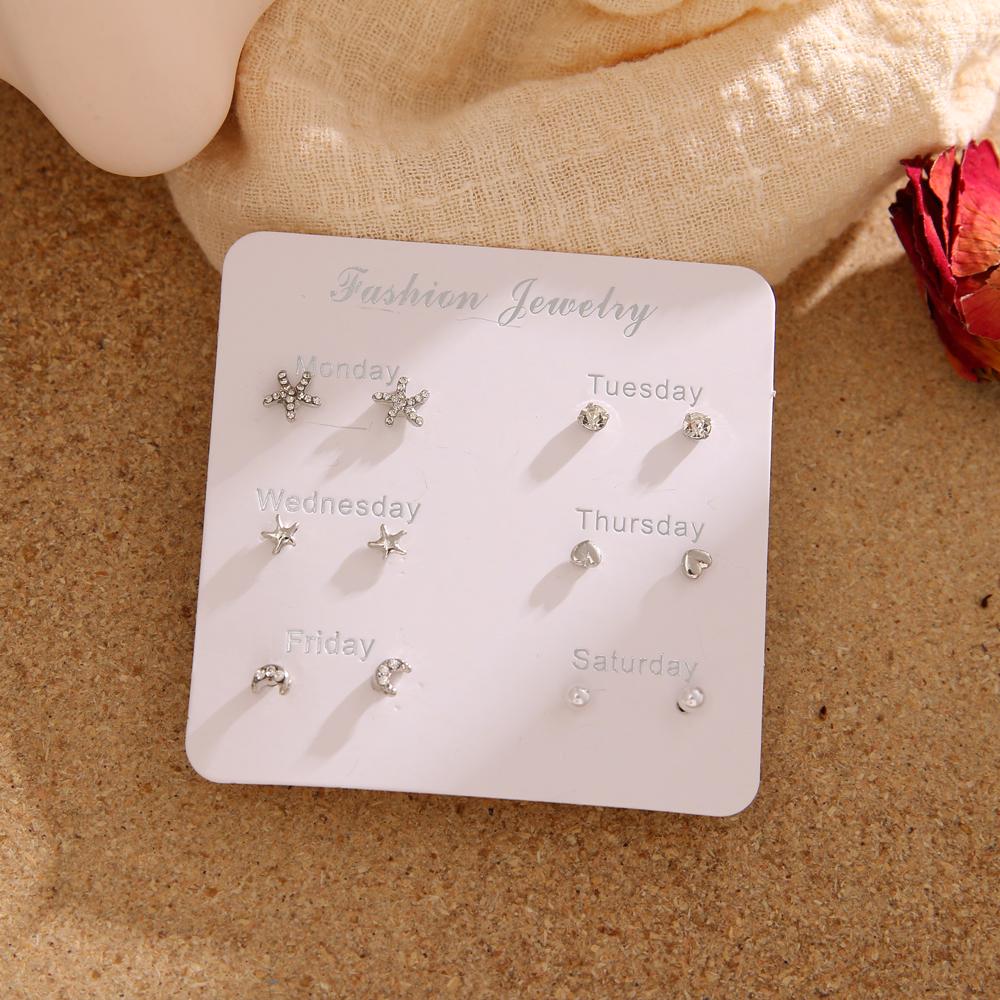 6 пар. Серьги - гвоздики. Горный хрусталь