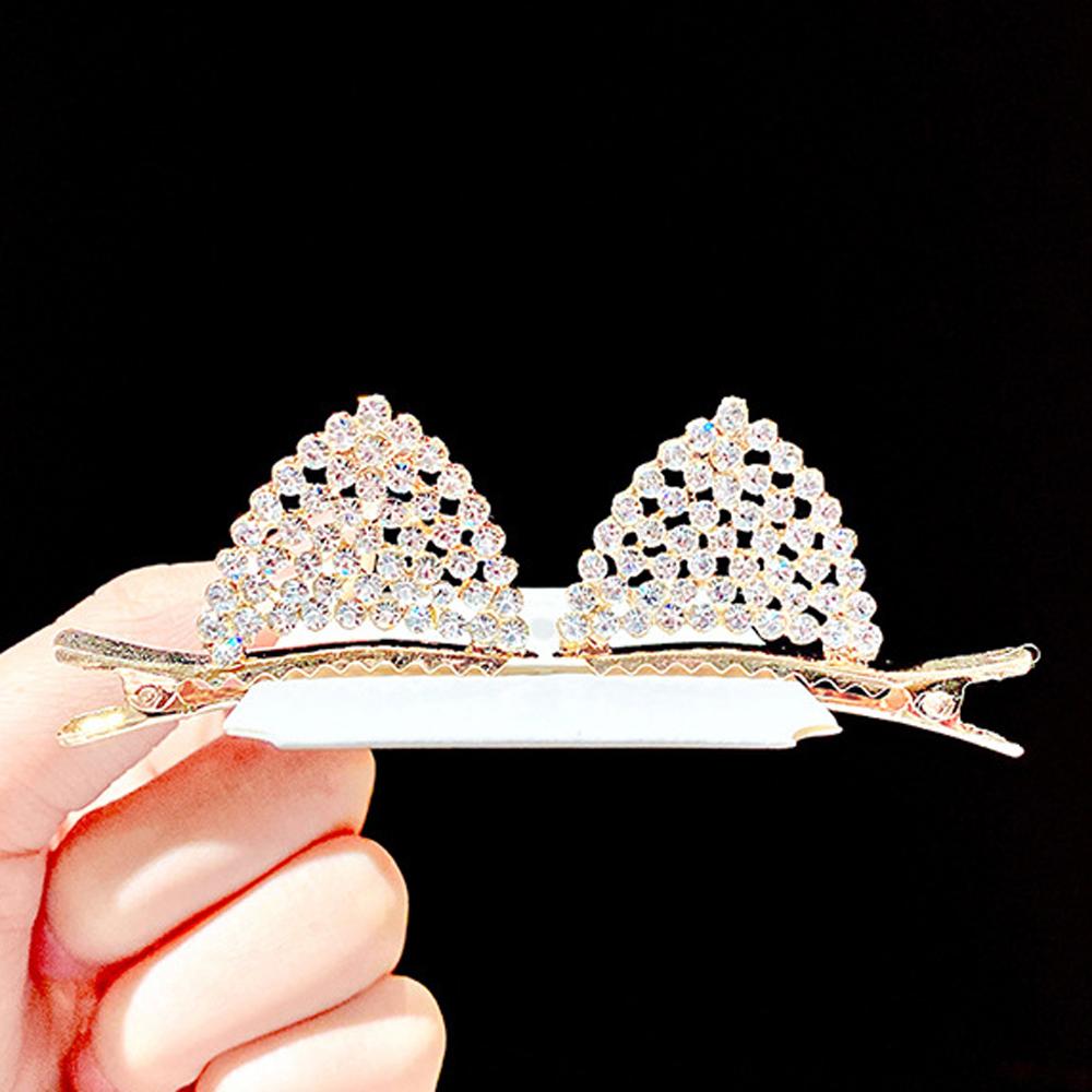 Милые корейские милые блестящие девушки хрустальные заколки аксессуары для волос заколка-уточка кошачьи ушки заколки для волос