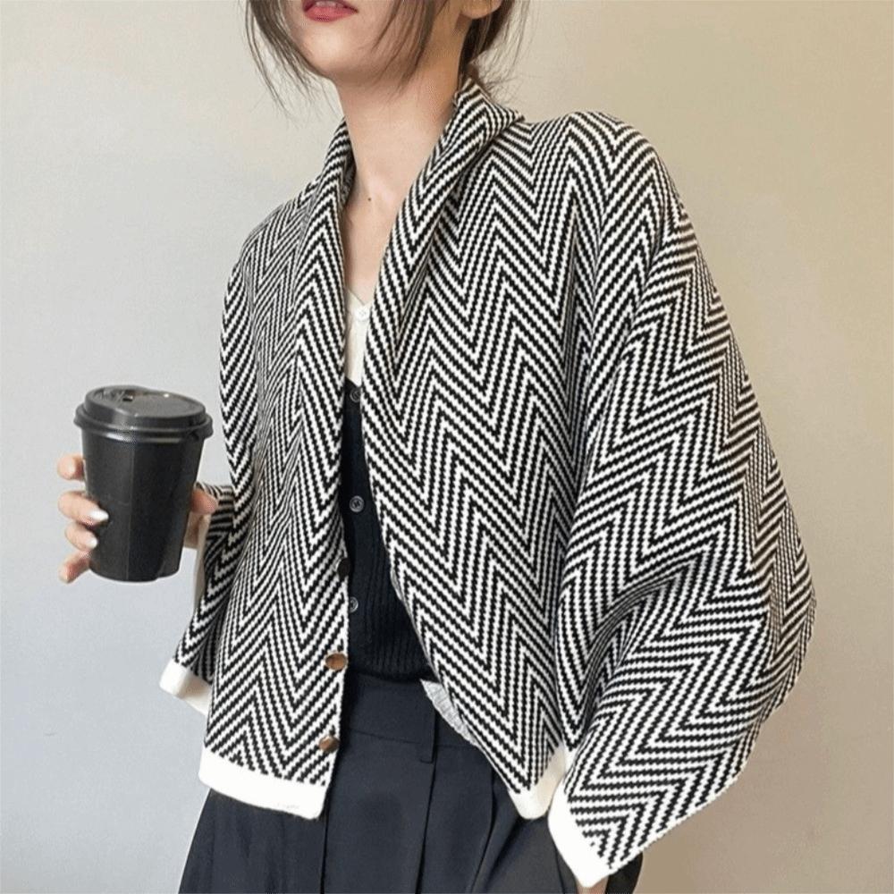 with Button Winter Cashmere Scarves Striped Long Shawl Classic Imitate Cashmere Scarf Girl