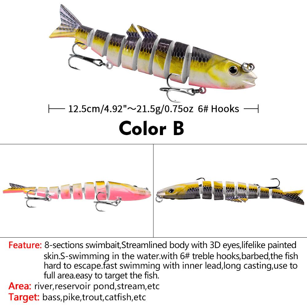 Приманка для рыбы, многосекционная приманка, 12,5 см, 21,5 г, пластиковая ложная приманка, 8 секций, жесткая приманка для морской рыбалки