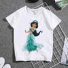 Милая детская футболка с принтом Аладдина, Жасмин, принцессы, мультяшная, с коротким рукавом