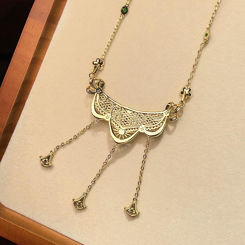 New Necklace Earring Accessories Versatile Ethnic Style Collarbone Chain Retro Pendant Chinese Bead Niche Female