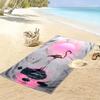 Graceful flamingo sunset reflection Print beach towel, quick drying, suitable for travel, outdoor sports, jogging, the beach and swimming, gift