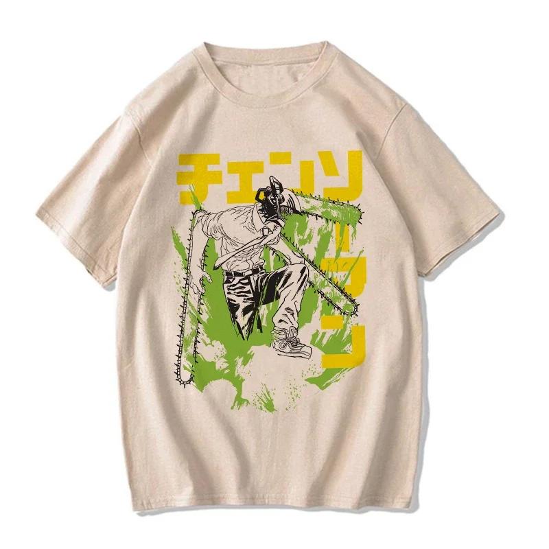 Унисекс унисекс японская аниме бензопила женская футболка мультфильм Pochita футболка Makima Harajuku графические футболки одежда топы футболка унисексga