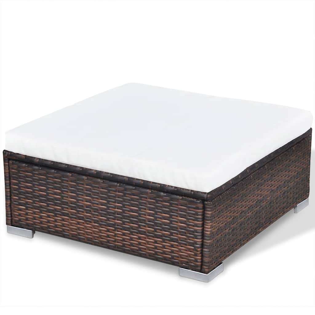10 piece Garden Lounge Set with Cushions Poly Rattan Brown