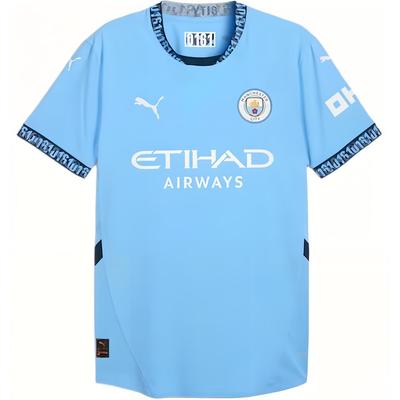 Manchester City FC SS24 Повседневный спортивный пуловер с круглым вырезом Комфортная футболка с короткими рукавами Мужские топы Синий 775050-01