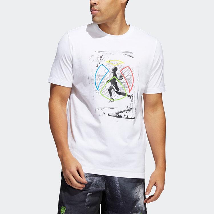 Adidas Повседневная дышащая футболка с коротким рукавом и принтом, мужские топы белого цвета HE4905