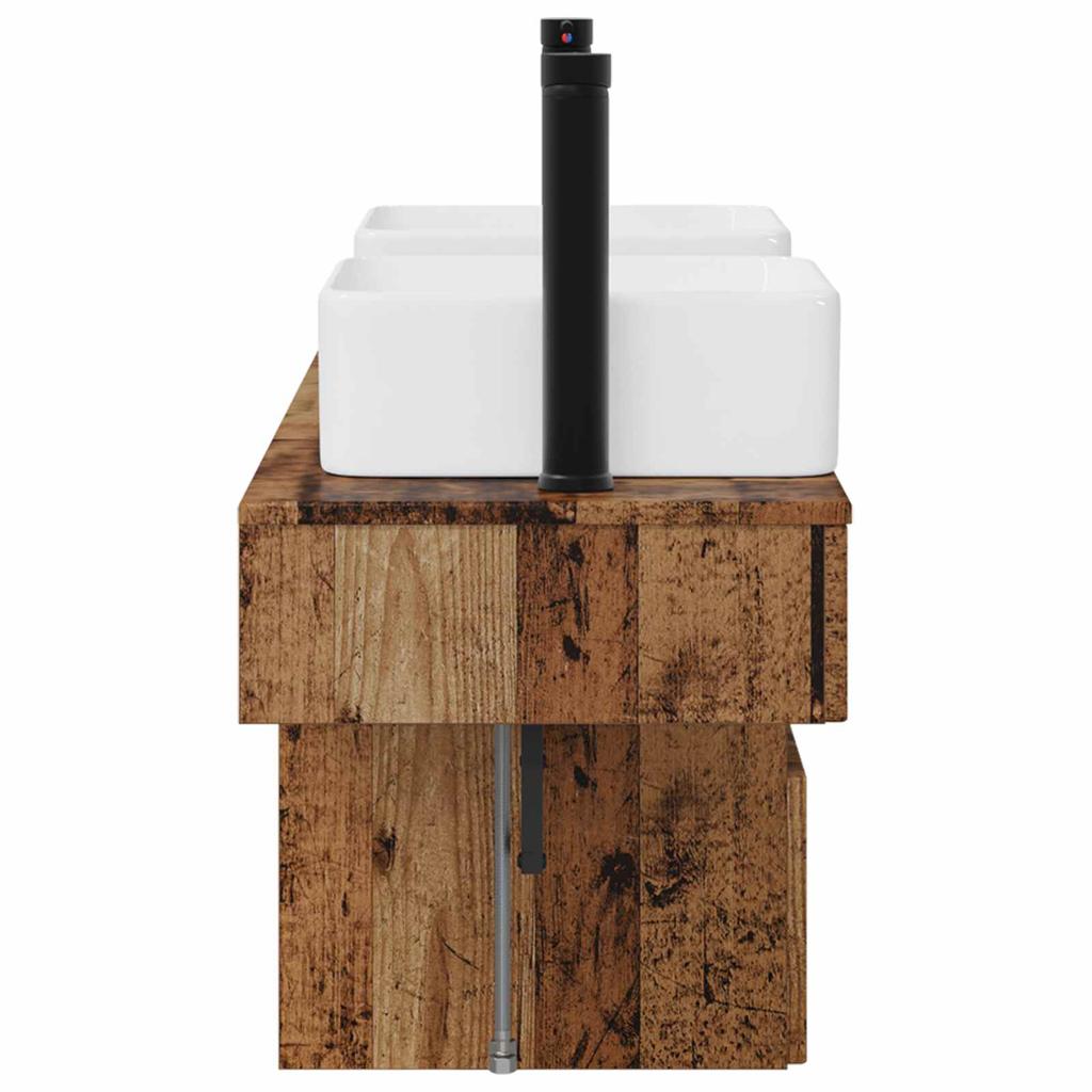 Bathroom Cabinet Set 3 pcs Reclaimed Wood 136 x 35 x 80 cm