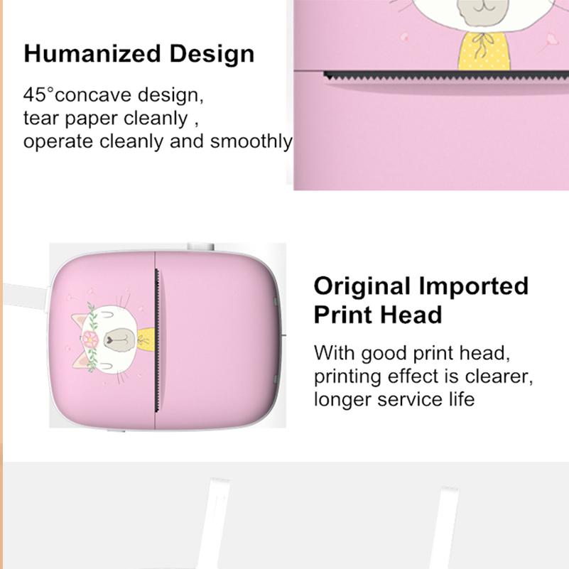 Смартфон IOS Android цифровой мгновенный фотопринтер милый портативный мини-BT беспроводной термопринтер