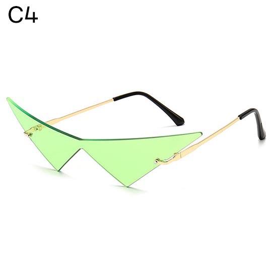 Oversized Triangle One Piece Women Sunglasses Vintage Rimless Clear Ocean Lens Eyewear Fashion Men Cat Eye Sun Glasses