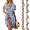 Women's Summer Dress Loose Beach Vacation Casual Deep V Neck Vest Dress Elegant Shirt Dress