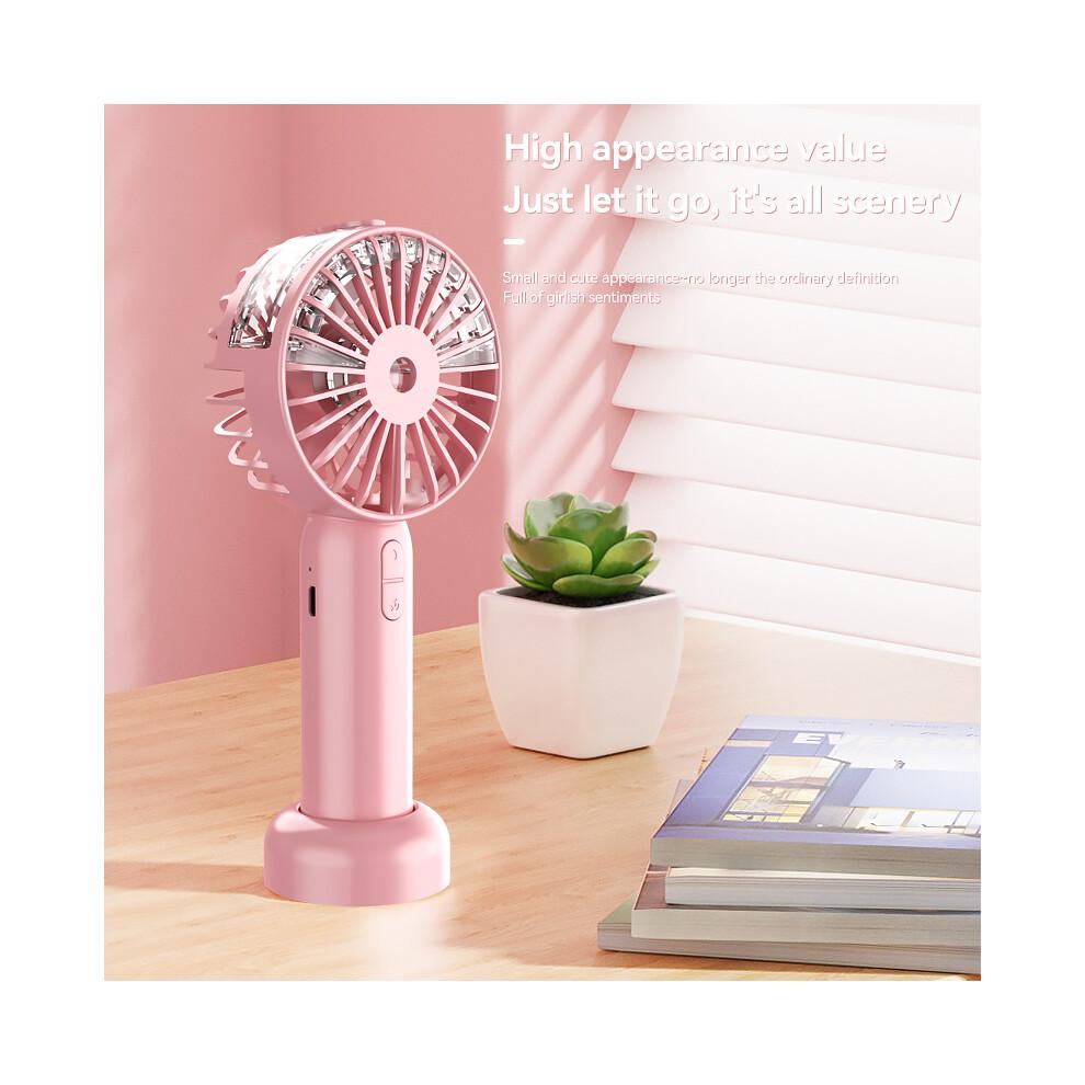 (Pink) Mini18 Three Speeds Silent Summer Cooling Fan Nano Spray Mini Handheld Fan
