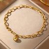 Stainless Steel Feather Pendant Bracelet for Women Men Punk Hip Hop Metal Ball Widen Chain Adjustable Hand Chain Fashion Zircon