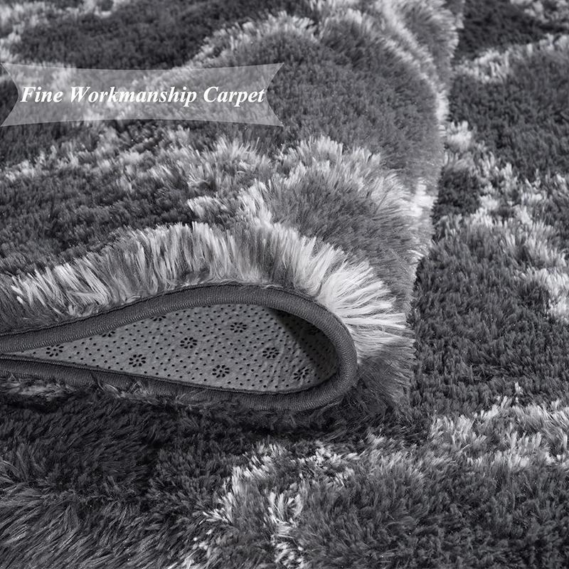 Inyahome Большой ковер Пушистый лохматый Ворсистый Внутренний Черно-белый Ковры Современные Марокканские Коврики для Гостиной Нескользящие Коврики для Детской