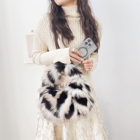 Пушистая сумка через плечо Женская сумка кроссбоди из искусственного меха Мохнатая пушистая сумочка с цепочкой на плечевом ремне для путешествий, работы, шопинга, свиданий