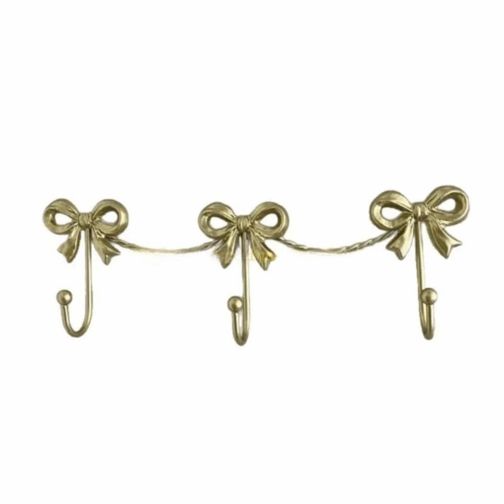 Iron Material Metal Bow Wall Hooks Golden Finish Modern Minimalist Hooks  Home Decor