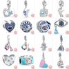 New 925 Silver Blue Butterfly Eye Colorful Palette Moon Heart Dangle Flower DIY Bead Fit Original  Charm Bracelet Jewelry