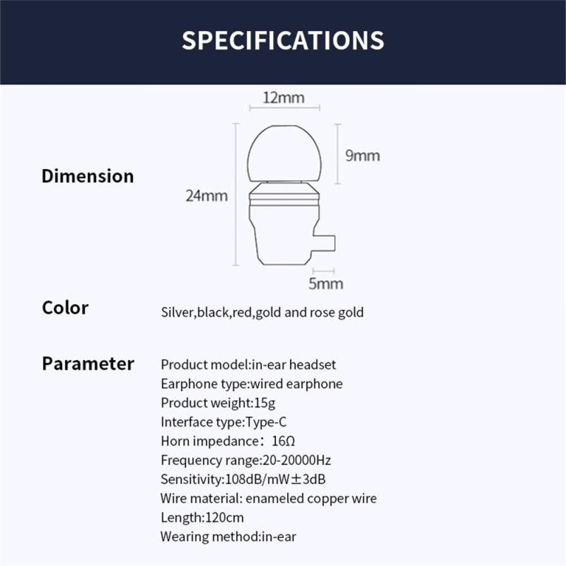 Универсальные проводные наушники типа c, наушники-вкладыши с шумоподавлением, проводная настройка, телефонная гарнитура 3,5 мм
