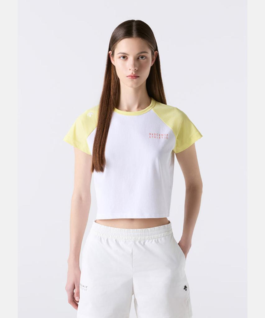 DESCENTE Women'S Cooling Semi-Crop Raglan Short Sleeve T-Shirt Lemon Sr122Pts33