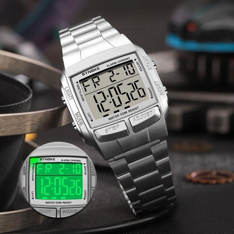 Новые часы Top Brand, квадратные, классические, с стальным ремешком, спортивные, электронные, для студентов, мужские, многофункциональные, водонепроницаемые, маленькие, золотые