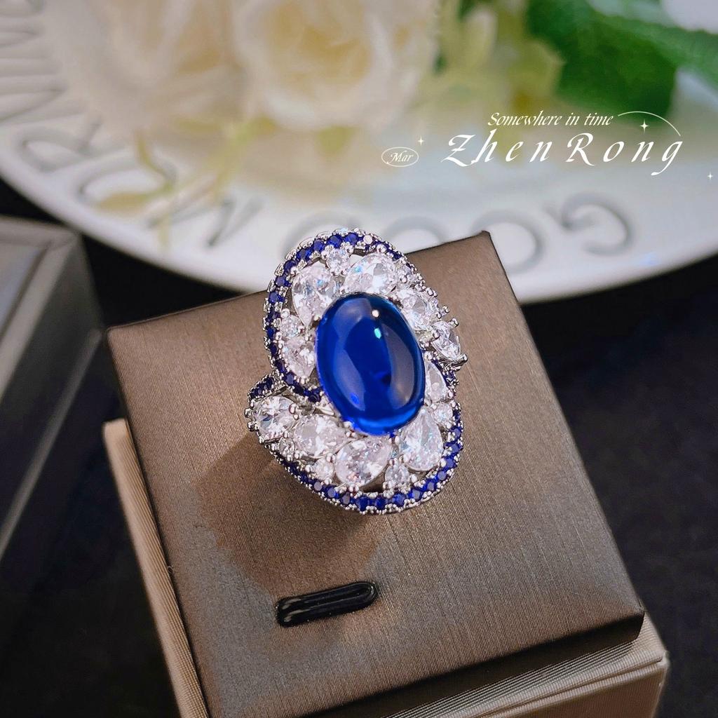 Taste Of The Sea Blue Swirl Ring Haute Couture Jewelry Design Blue Spinel Sri Lankan Blue Diamond Colored Treasure Girl