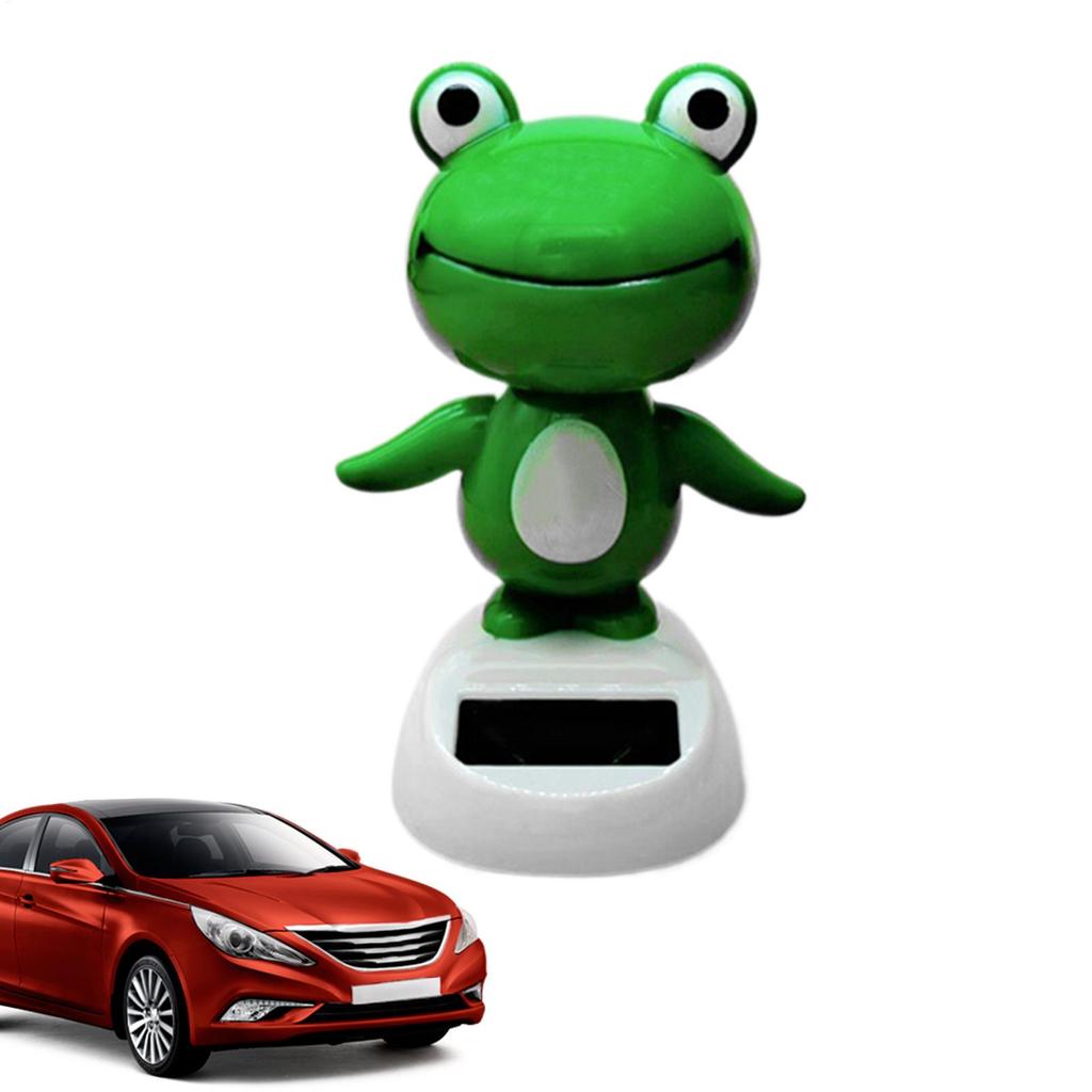 Cute Bobblehead Solar Powered Frog Solar Powered Shaking Head Dancing Car Ornament Animated Shaking Head Frog Car Decoration