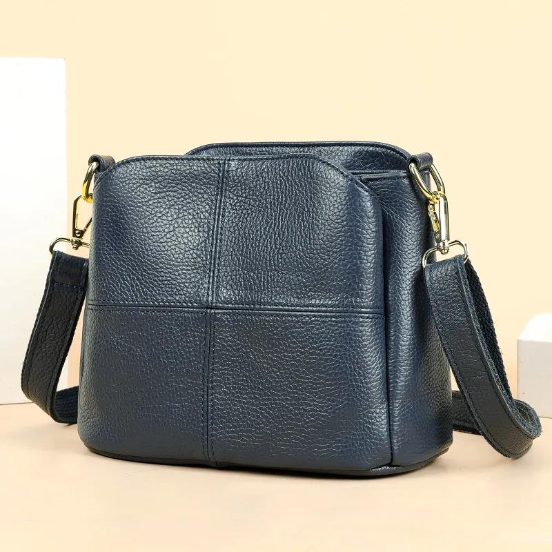 Women's Luxury Handbag Genuine Leather Soft Cow Leather Versatile Crossbody Bag Ladies' Commuter Shoulder Bucket Bag