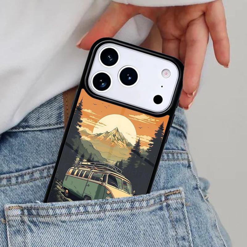 Combi Van Surf Bumper Phone Case for iPhone 16e 15 14 13 12 17 Pro Max Plus Air 17pro Cover Coque