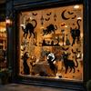 Easy Apply Electrostatic Decals 6 Sheets/Set Black Cat Window Stickers, Adhesive Free Static Clings, Removable Stickers Halloween Bat Pumpkin