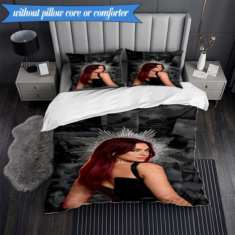 pop music Dua Lipa 3pcs K-pop music group Bedding set,Ideal for Bedroom, Dormitory,Including Duvet Cover And 2pcs Pillowcases,Fan gifts