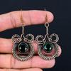 Lab-Created Emerald Gemstone Handmade Pure Copper Wire Wrapped Earrings Jewelry