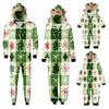 Комплект комбинезона на молнии с капюшоном и длинными рукавами для всей семьи с рождественским принтом