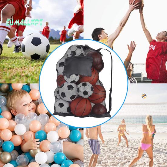 Спортивная сумка для мячей с регулируемым плечевым ремнем, большая вместительная сетчатая сумка для баскетбола, волейбола и шнурка для хранения, спортивные принадлежности