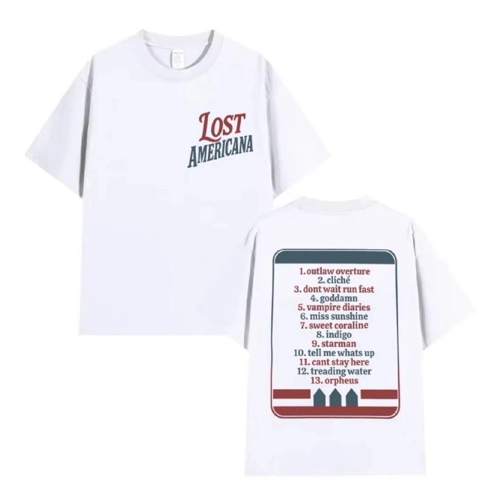 MGK Lost XX Americana Tour 2025 Печатная Футболка Мужская Женская Повседневная Хлопковая Футболка с Коротким Рукавом Подарок для Фанатов Одежда Ретро Футболки