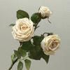 Букет из 3 веток искусственных цветов с 2 цветущими головками и 1 бутоном, роза с эффектом настоящего прикосновения, ветка для свадебного декора, домашнего офиса, стола