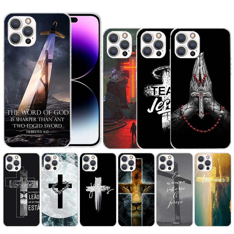 Бог Иисус Молитва Крест Мягкая Крышка для iPhone 16 17 Air 15 14 Pro Max 16E Чехол для Телефона 13 Mini 12 11 7 SE 8 Печатный Рисунок Подходящие Чехлы 1