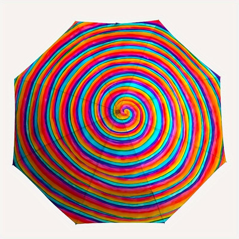 1pc Colorful Spiral Pattern Automatic Open/Close Umbrella, Ideal Fan Gift for Birthday, Christmas, Outdoor Essentials, Trendy Fashion yy250828005