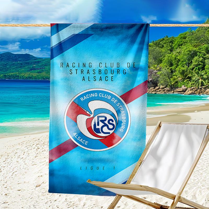 Football Strasbourg Crest Beach Towel - Soft, Absorbent Microfiber, Lightweight, Ideal for The Beach, Parties, Travel, Camping fan gifts