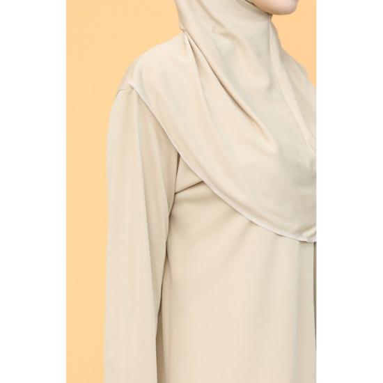 Hijab Seasonal Full Length Flared Sleeve Mink Color Zipper Prayer Dress