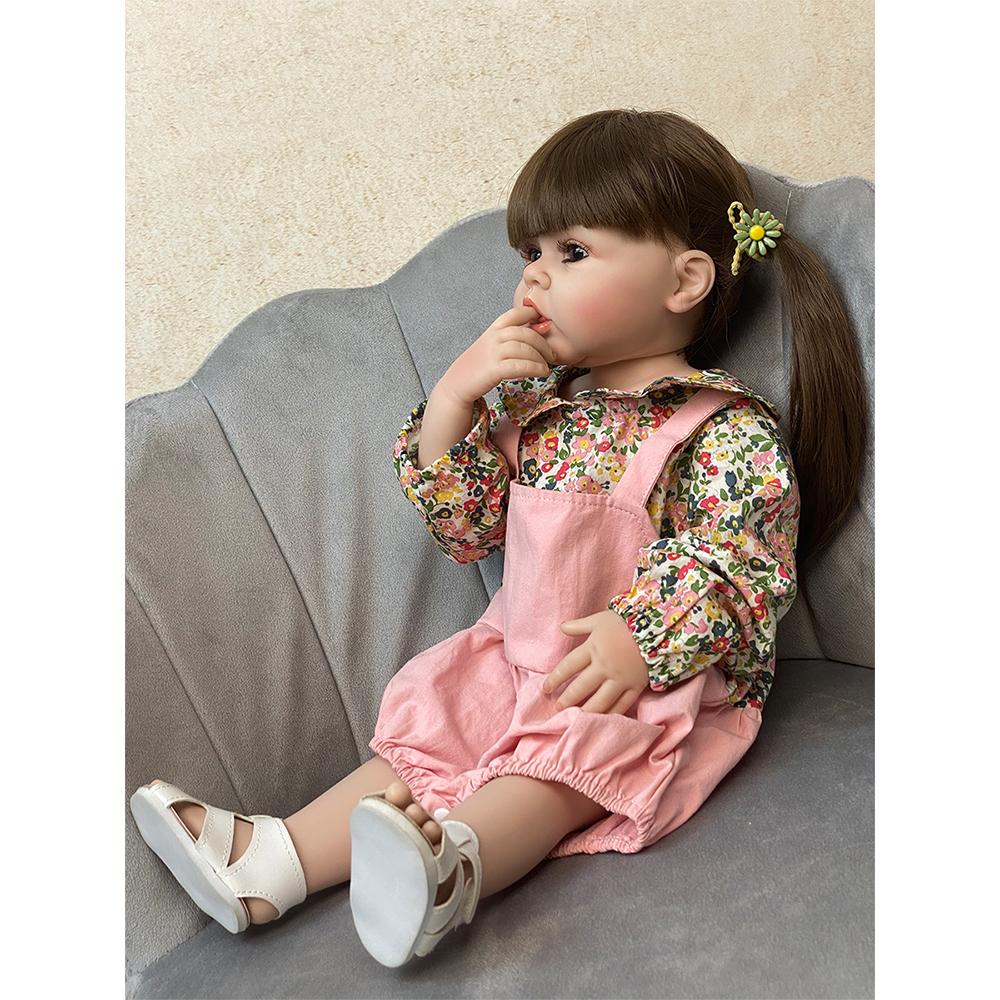 55cm Realistic Baby Reborn Whole Silicone Body Vinyl Doll Stand Girl Newborn Baby Princess Baby Girl Doll Gifts For Kid