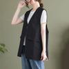 Женский жилет Хлопковые топы без рукавов Однотонный Оверсайз Повседневный V-образный вырез Жилет Куртка