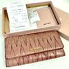Matelasse Leather Long Wallet Pink AZALEA Pleated Leather(USED)