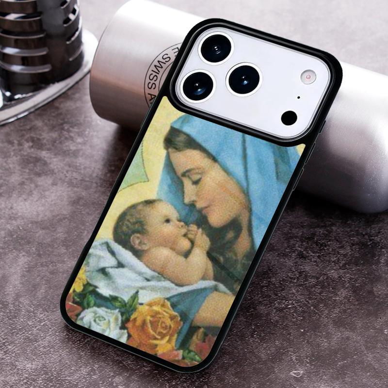 Religious Mary and Jesus Phone Case for iPhone 17 16 15 Pro Max Air 14 13 12 11 Plus Shockproof Capa Cover