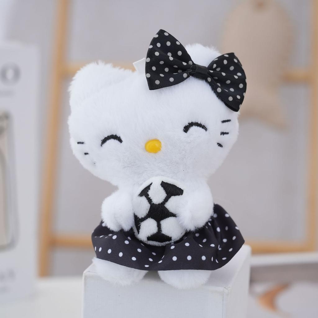 Cute Floral Dress Plush Cat Keychain Cartoon Doll Bag Charm Kawaii Pendant Accessory