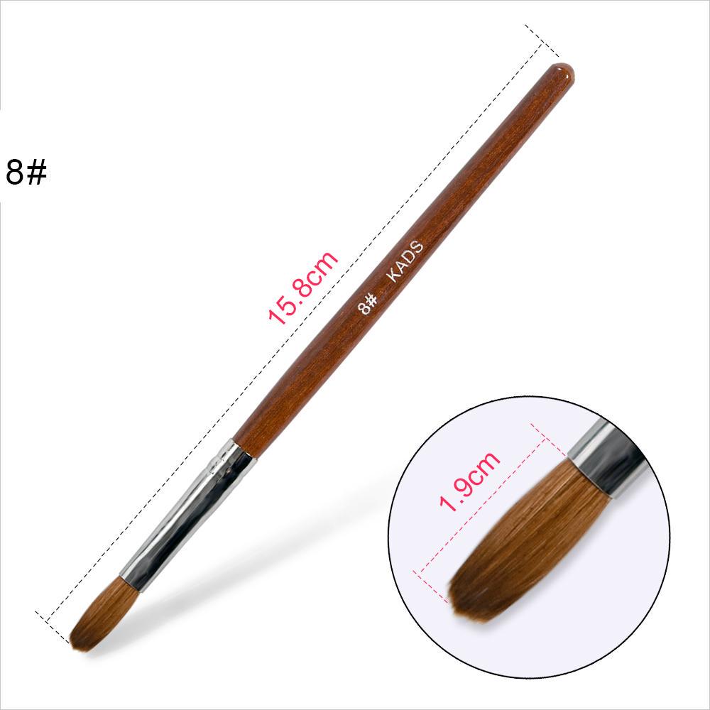 kads Акриловая кисть Kolinsky Sable, гофрированная УФ-поликисть для ногтей, гель-строитель, маникюр, плоская круглая головка, красное дерево, дизайн ногтей