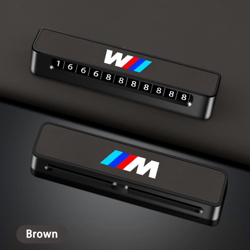 Leather Car Temporary Parking Card Phone Number Card Plate For BMW M Emblem E46 E36 E34 F10 E90 F30 E60 F30 E53 E30 E92 E87 YA6